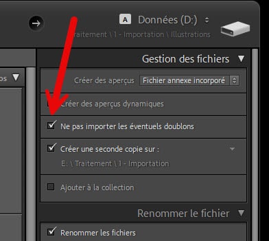 Comment ne pas importer les doublons dans Lightroom Classic