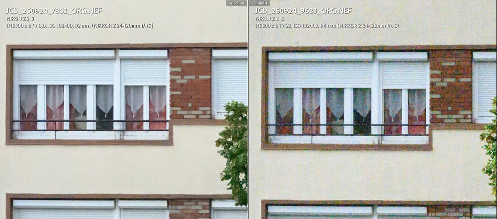Comparaison ISO Nikon Z 6III vs Nikon Z 6II