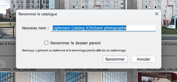 Lightroom Classic : comment renommer le catalogue