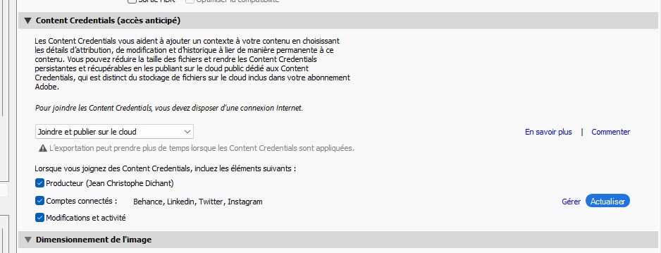 Comment gérer les Content Credentials dans Lightroom Classic 