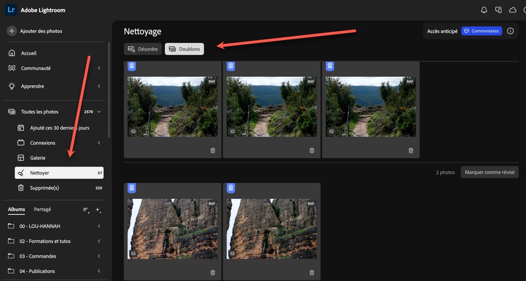 Lightroom 2025 détection des doublons